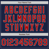 Custom Navy Red-Gray Authentic Baseball Jersey