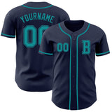 Custom Navy Teal Authentic Baseball Jersey