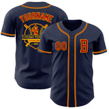 Custom Navy Red-Gold Authentic Baseball Jersey