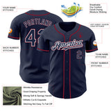 Custom Navy White-Crimson Authentic Baseball Jersey