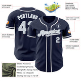 Custom Navy Silver-White Authentic Baseball Jersey