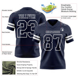 Custom Navy White Mesh Authentic Football Jersey