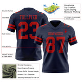Custom Navy Red Mesh Authentic Football Jersey