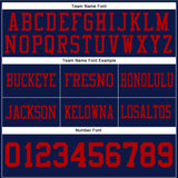 Custom Navy Red Mesh Authentic Football Jersey