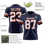 Custom Navy White-Orange Mesh Authentic Football Jersey