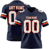 Custom Navy White-Orange Mesh Authentic Football Jersey