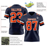 Custom Navy Orange-White Mesh Authentic Football Jersey