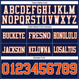 Custom Navy Orange-White Mesh Authentic Football Jersey