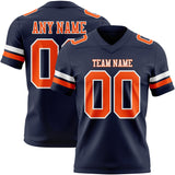 Custom Navy Orange-White Mesh Authentic Football Jersey