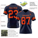Custom Navy Orange Mesh Authentic Football Jersey