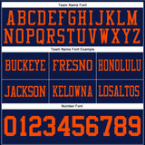 Custom Navy Orange Mesh Authentic Football Jersey