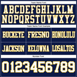 Custom Navy White-Gold Mesh Authentic Football Jersey