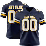 Custom Navy White-Gold Mesh Authentic Football Jersey