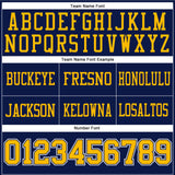 Custom Navy Gold-White Mesh Authentic Football Jersey