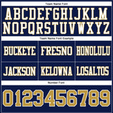 Custom Navy Old Gold-White Mesh Authentic Football Jersey