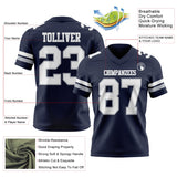 Custom Navy White-Gray Mesh Authentic Football Jersey