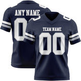 Custom Navy White-Gray Mesh Authentic Football Jersey