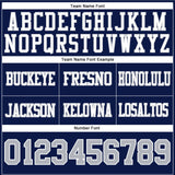 Custom Navy Gray-White Mesh Authentic Football Jersey