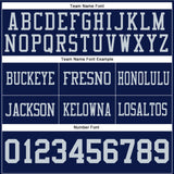 Custom Navy Silver Mesh Authentic Football Jersey