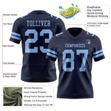Custom Navy Light Blue Mesh Authentic Football Jersey