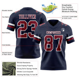 Custom Navy Crimson-White Mesh Authentic Football Jersey