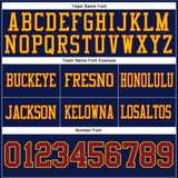 Custom Navy Crimson-Gold Mesh Authentic Football Jersey