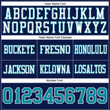 Custom Navy Teal-White Mesh Authentic Football Jersey
