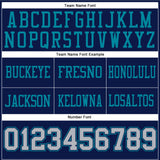 Custom Navy Gray-Teal Mesh Authentic Football Jersey