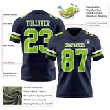 Custom Navy Neon Green-White Mesh Authentic Football Jersey