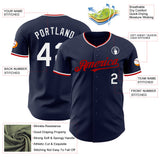 Custom Navy White-Red Authentic Baseball Jersey