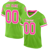 Custom Neon Green Pink-White Mesh Authentic Throwback Football Jersey