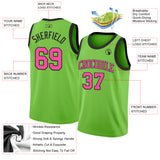 Custom Neon Green Pink-Black Authentic Basketball Jersey