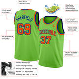 Custom Neon Green Orange-Royal Authentic Basketball Jersey