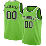 Custom Neon Green Black-White Authentic Basketball Jersey