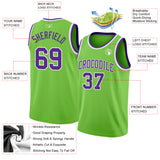 Custom Neon Green Purple-White Authentic Basketball Jersey
