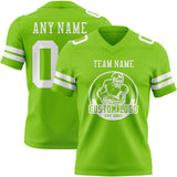 Custom Neon Green White Mesh Authentic Football Jersey