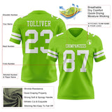 Custom Neon Green White Mesh Authentic Football Jersey