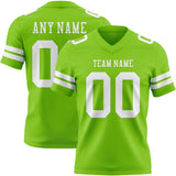 Custom Neon Green White Mesh Authentic Football Jersey