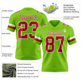 Custom Neon Green Red-White Mesh Authentic Football Jersey