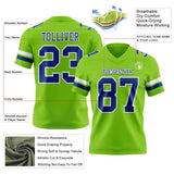 Custom Neon Green Royal-White Mesh Authentic Football Jersey