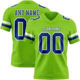Custom Neon Green Royal-White Mesh Authentic Football Jersey