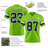 Custom Neon Green Navy-White Mesh Authentic Football Jersey