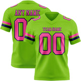 Custom Neon Green Pink-Navy Mesh Authentic Football Jersey