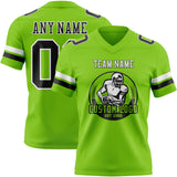 Custom Neon Green Black-White Mesh Authentic Football Jersey