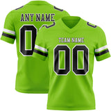 Custom Neon Green Black-White Mesh Authentic Football Jersey