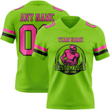 Custom Neon Green Pink-Black Mesh Authentic Football Jersey