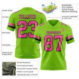 Custom Neon Green Pink-Black Mesh Authentic Football Jersey