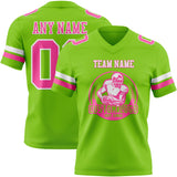 Custom Neon Green Pink-White Mesh Authentic Football Jersey