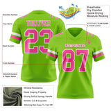 Custom Neon Green Pink-White Mesh Authentic Football Jersey