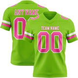 Custom Neon Green Pink-White Mesh Authentic Football Jersey
